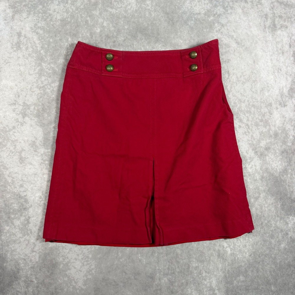 Talbots Petites Red Corduroy Sailor Mini Skirt Size 4P Brass Buttons Coquette